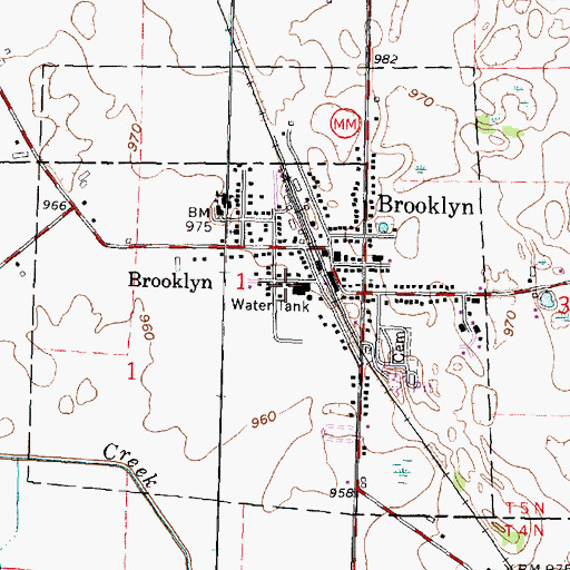 Topographic Map of Village of Brooklyn, WI