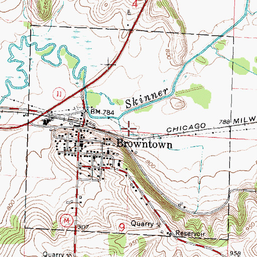 Topographic Map of Village of Browntown, WI