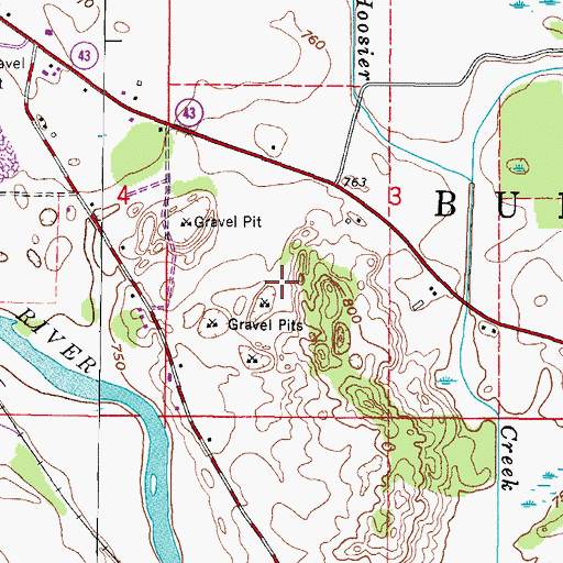 Topographic Map of Town of Burlington, WI