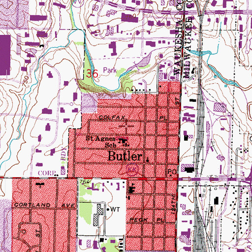 Topographic Map of Village of Butler, WI