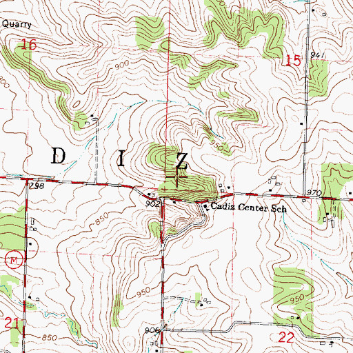 Topographic Map of Town of Cadiz, WI