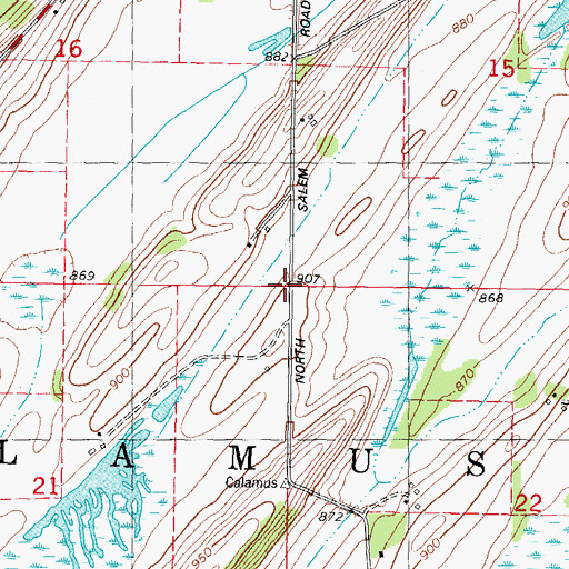 Topographic Map of Town of Calamus, WI