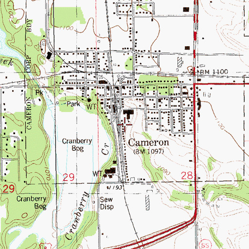 Topographic Map of Village of Cameron, WI