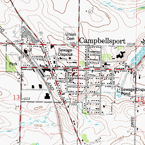 Topographic Map of Village of Campbellsport, WI