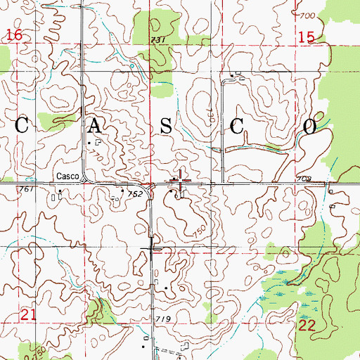 Topographic Map of Town of Casco, WI
