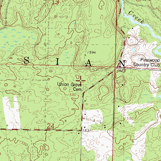 Topographic Map of Town of Cassian, WI