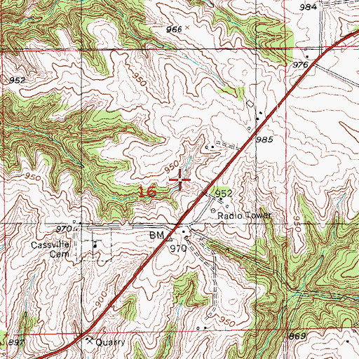 Topographic Map of Town of Cassville, WI
