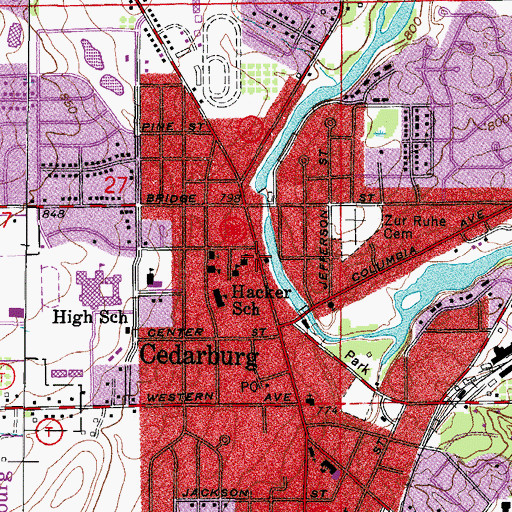 Topographic Map of City of Cedarburg, WI