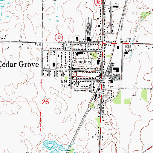 Topographic Map of Village of Cedar Grove, WI