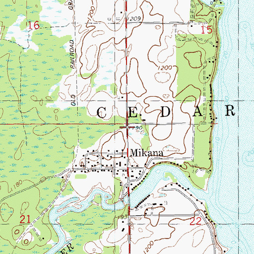 Topographic Map of Town of Cedar Lake, WI