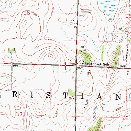Topographic Map of Town of Christiana, WI