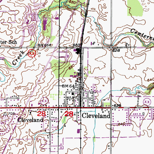 Topographic Map of Village of Cleveland, WI