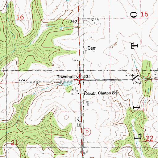 Topographic Map of Town of Clinton, WI