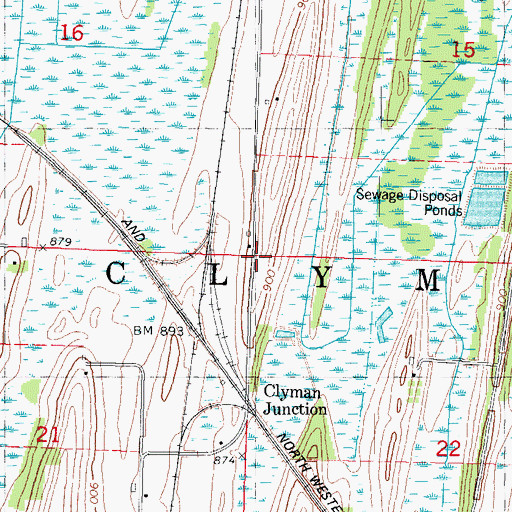 Topographic Map of Town of Clyman, WI