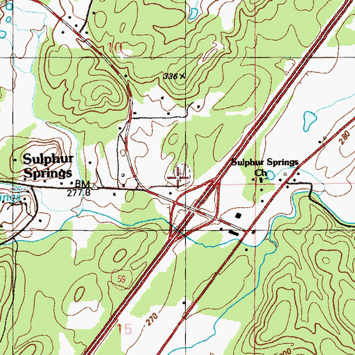 Topographic Map of Sulphur Springs Cemetery, AL