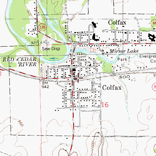 Topographic Map of Village of Colfax, WI