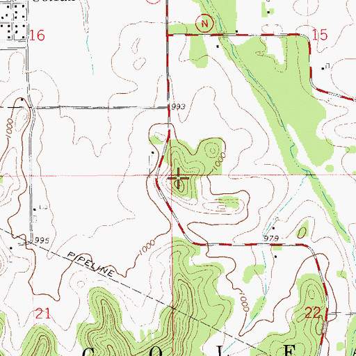 Topographic Map of Town of Colfax, WI