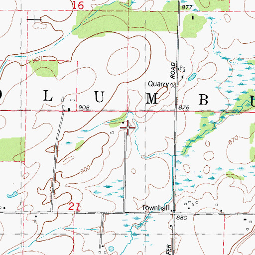 Topographic Map of Town of Columbus, WI