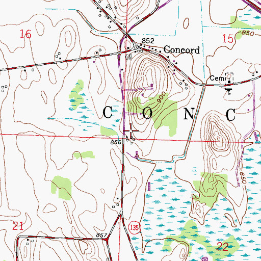 Topographic Map of Town of Concord, WI