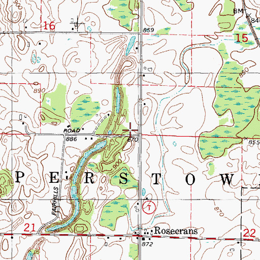 Topographic Map of Town of Cooperstown, WI