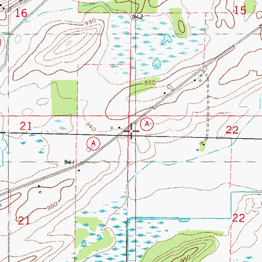 Topographic Map of Town of Courtland, WI