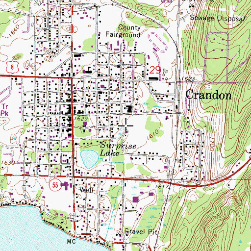 Topographic Map of City of Crandon, WI