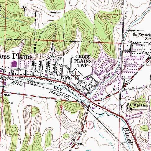 Topographic Map of Village of Cross Plains, WI
