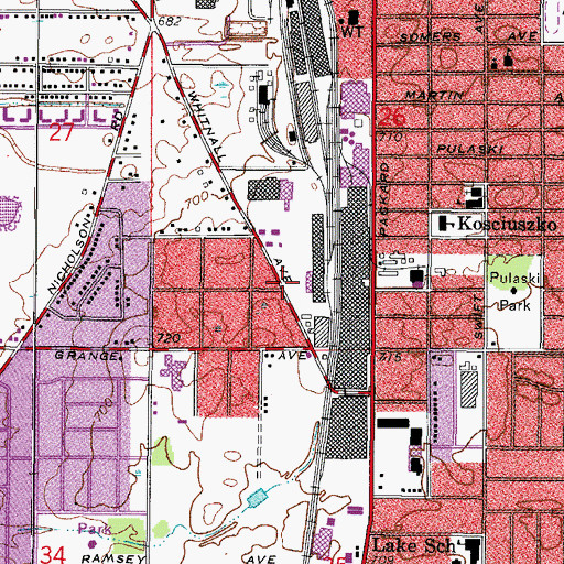 Topographic Map of City of Cudahy, WI