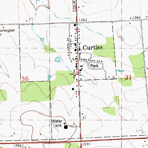 Topographic Map of Village of Curtiss, WI