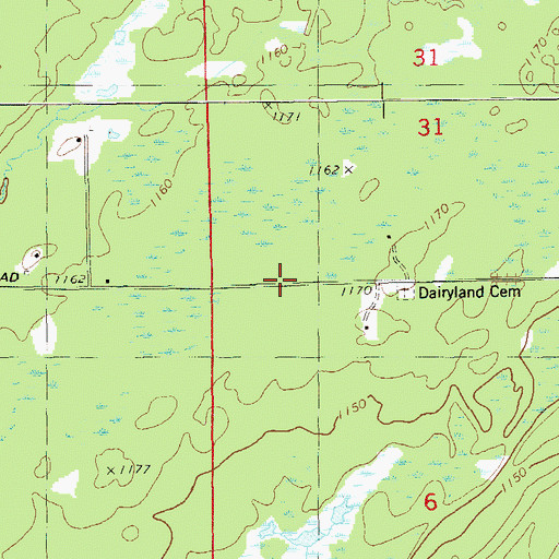 Topographic Map of Town of Dairyland, WI