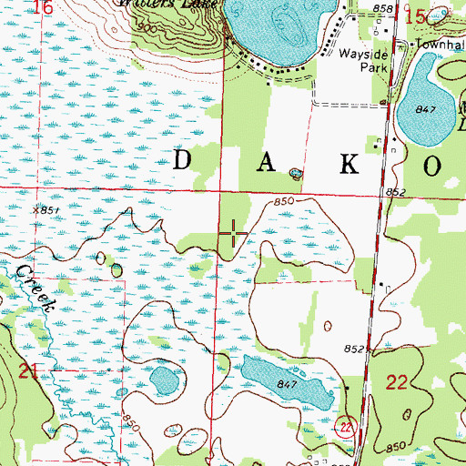 Topographic Map of Town of Dakota, WI