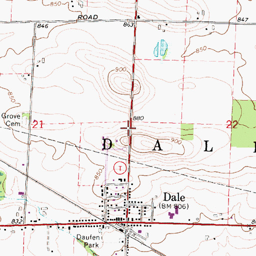 Topographic Map of Town of Dale, WI