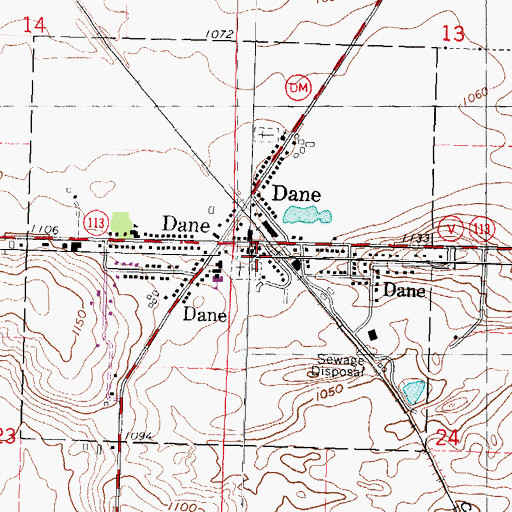 Topographic Map of Village of Dane, WI