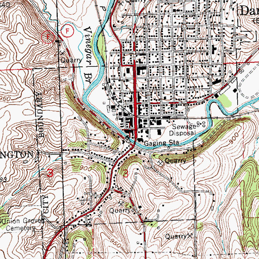 Topographic Map of City of Darlington, WI