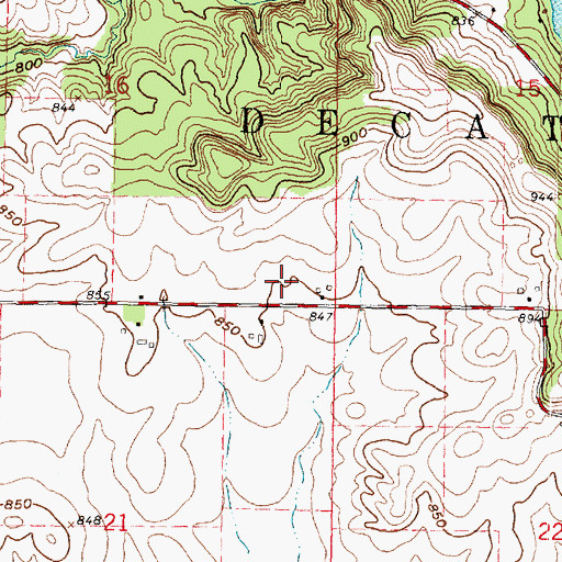 Topographic Map of Town of Decatur, WI