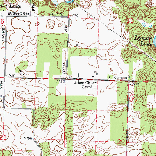 Topographic Map of Town of Deerfield, WI
