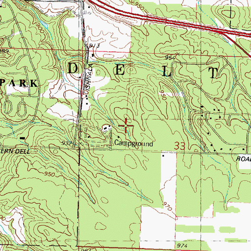 Topographic Map of Town of Delton, WI