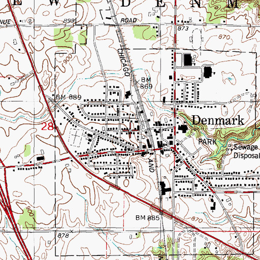 Topographic Map of Village of Denmark, WI