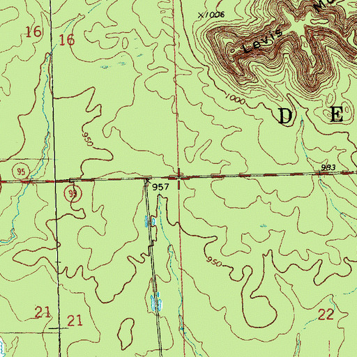 Topographic Map of Town of Dewhurst, WI