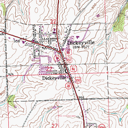 Topographic Map of Village of Dickeyville, WI
