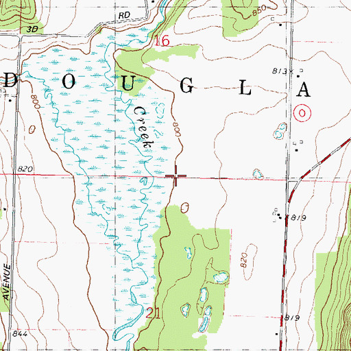 Topographic Map of Town of Douglas, WI