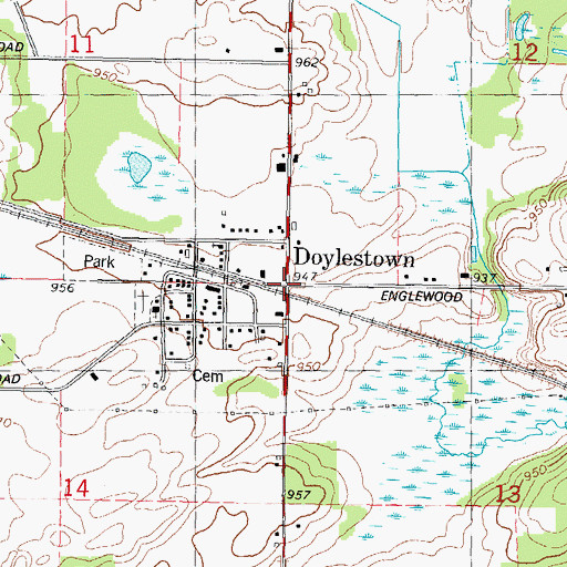 Topographic Map of Village of Doylestown, WI