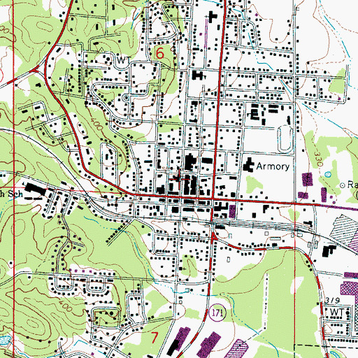 Topographic Map of Fayette County Courthouse Historic District, AL