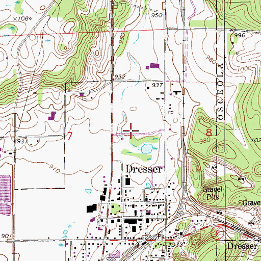 Topographic Map of Village of Dresser, WI