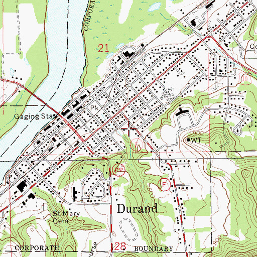 Topographic Map of City of Durand, WI