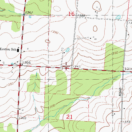 Topographic Map of Town of Easton, WI