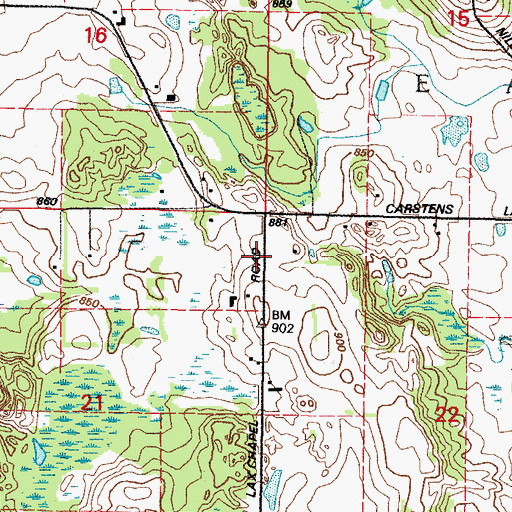 Topographic Map of Town of Eaton, WI