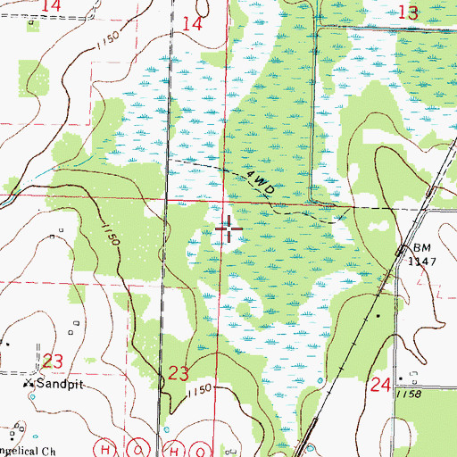 Topographic Map of Town of Eau Pleine, WI