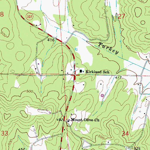 Topographic Map of Kirkland, AL