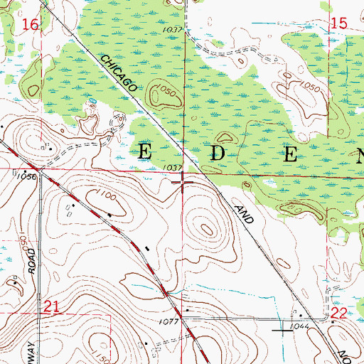 Topographic Map of Town of Eden, WI